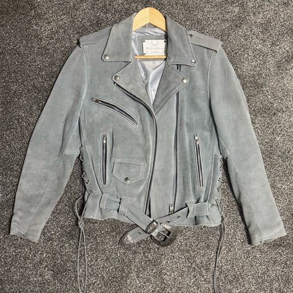 For Love And Lemons Jackets & Blazers - For Love And Lemons Gray Leather Biker Jacket